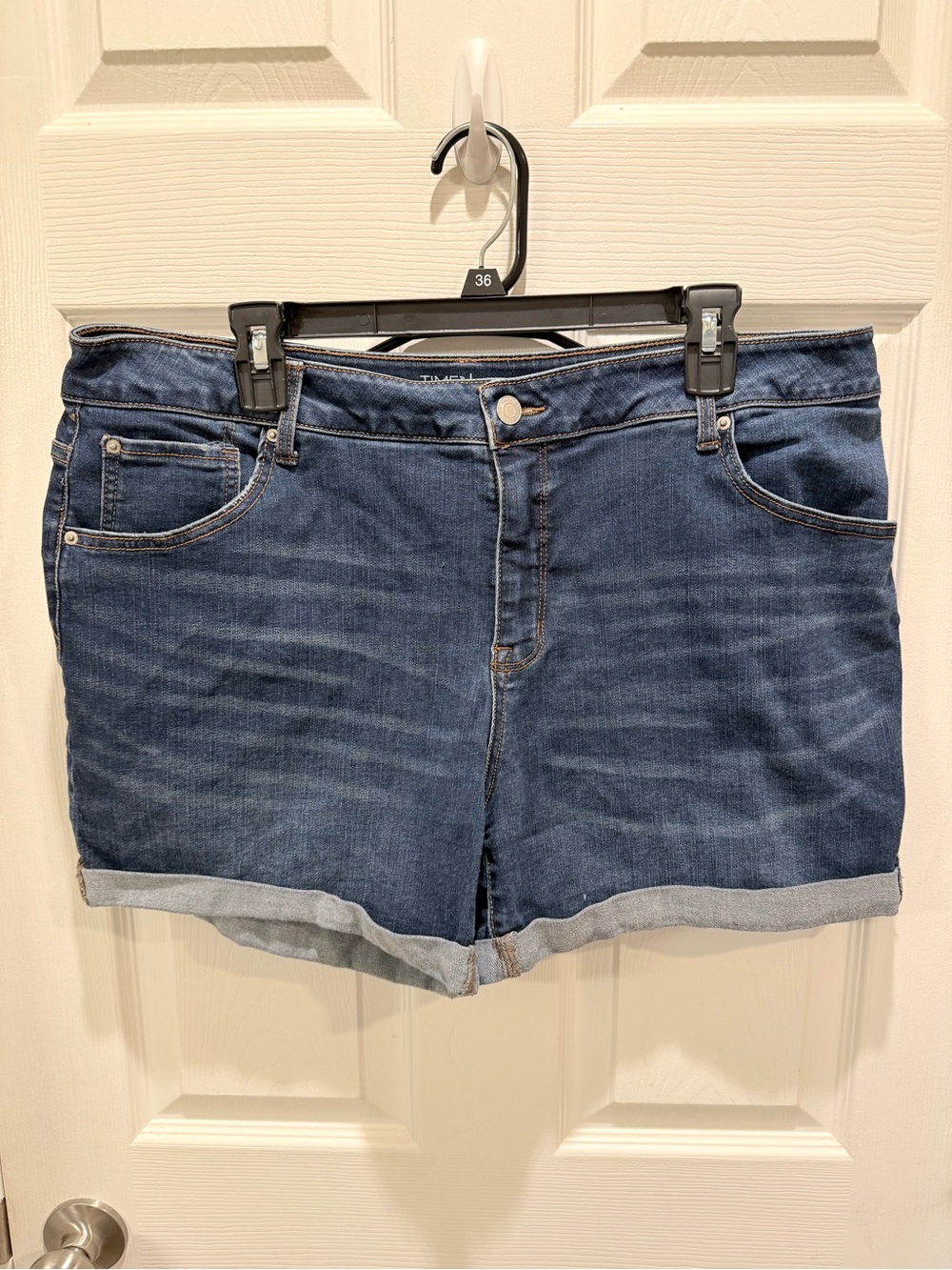 Time and Tru Dark Blue Roll-Cuff Denim Shorts